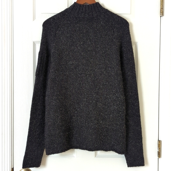 Guess Y2K Vintage Gothic Script Marled Knit Wool Blend Mock Neck Sweater Gray M - Picture 11 of 12